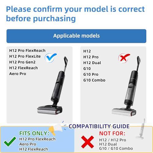 Image of Replacement Parts for Dreame Aero Pro, H12 Pro FlexReach Wet Dry Vacuum | NOT for H12 Pro. Fits Aero Pro, H12 Pro Gen2 / FlexReach / FlexLite. 2 Roller Brushes, 2 Filters & 1 Cleaning Brush