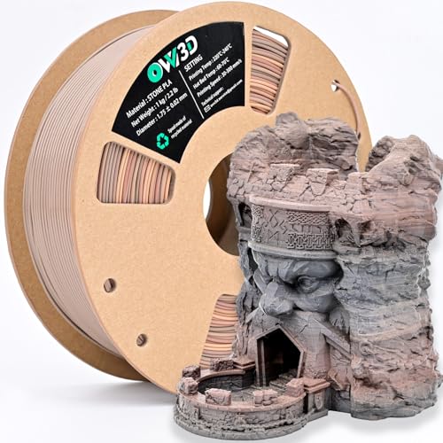 OVV3D PLA Filament 1.75 mm Stein 3D Drucker Filament Felsartiger Oberfläche Verlauf Filament PLA 3D-Druckmaterial PLA Filament 1.75 mm 0 02mm Farbverlauf Stein 1KG/2.2lbs