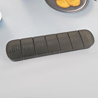Weekly Travel Pill Box 7 Day Pill Dispenser Medicine Organizer Daily Pill Cases Portable Travel Pill Container for Medication Vitamin Supplements Fish Oil(Black)