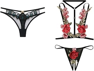 Soft Lace Babydoll Brief & Panty Lingerie (Black, Large)