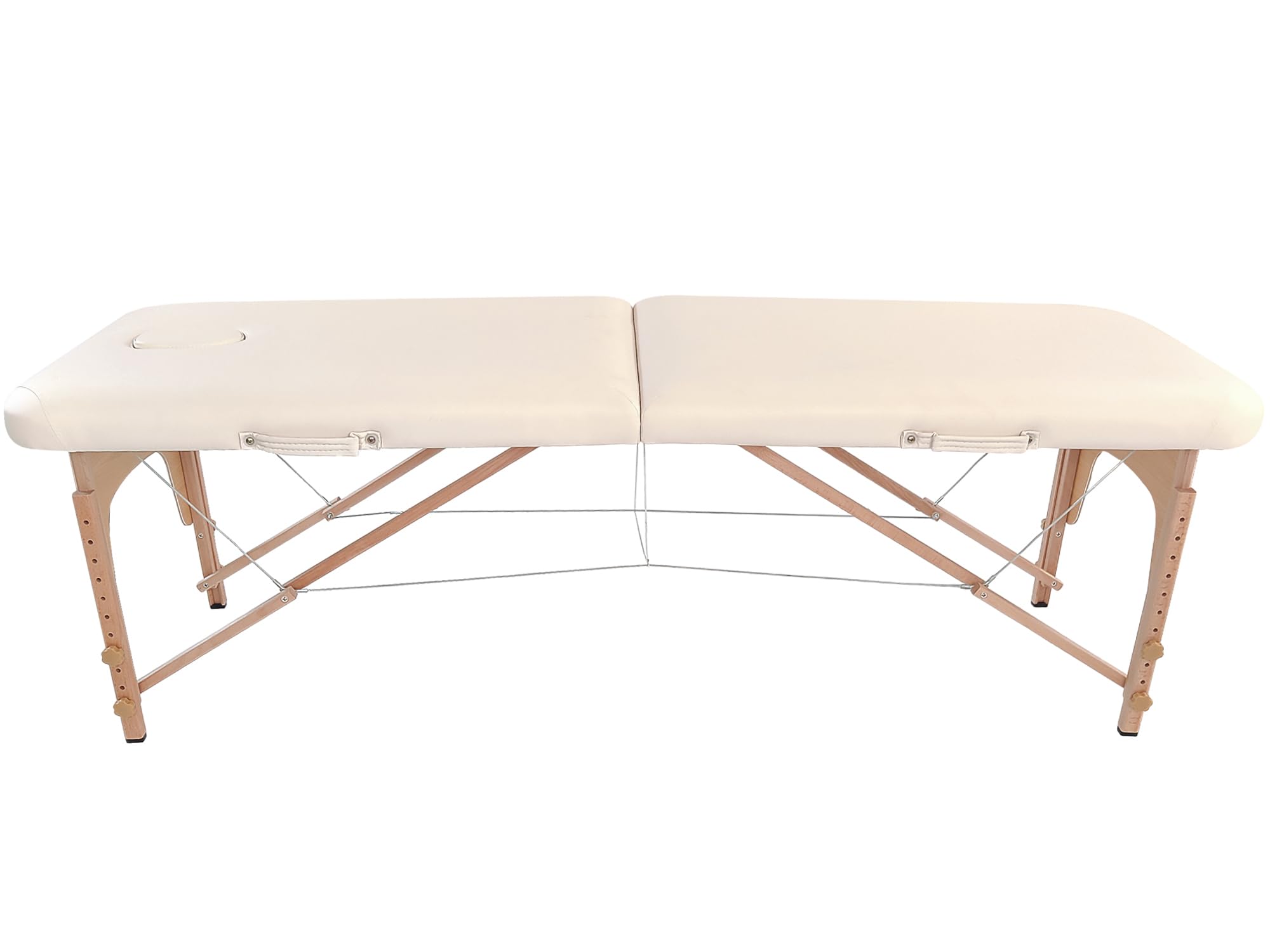 BELTOM® Table de Massage 2 Zones Basic Portables 185 x 60 cm pour physiothérapie - Leger ne pèse Que 11,6 kg. - Cosmetique lit esthétique Pliante avec Panneau Reiki - Crème