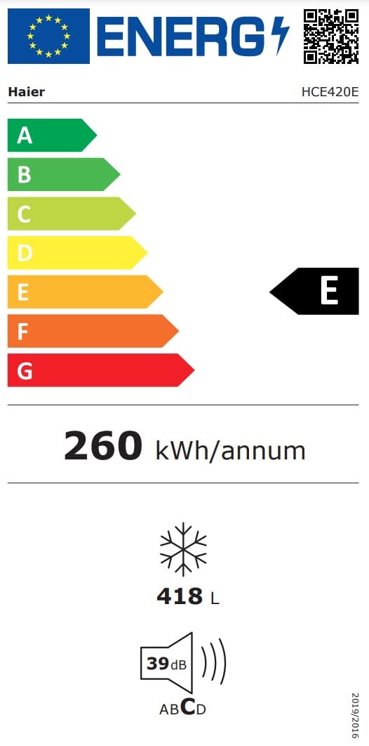 Haier HCE420E Congélateur 418 L Low Frost Contrôle électronique température Congélation rapide LED