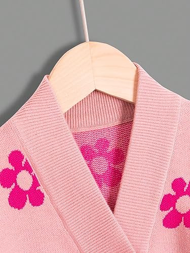 WDIRARA Girl's Floral Printed Button Front V Neck Long Sleeve Casual Cardigan Sweaters3