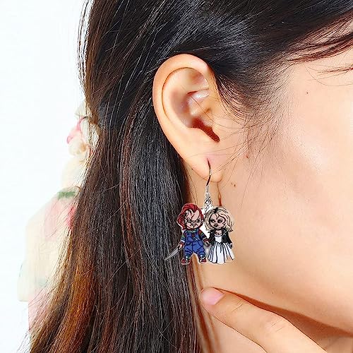 Evil Doll Bride Earrings for Women. Evil Red Haired Serial Killer Doll Earring4