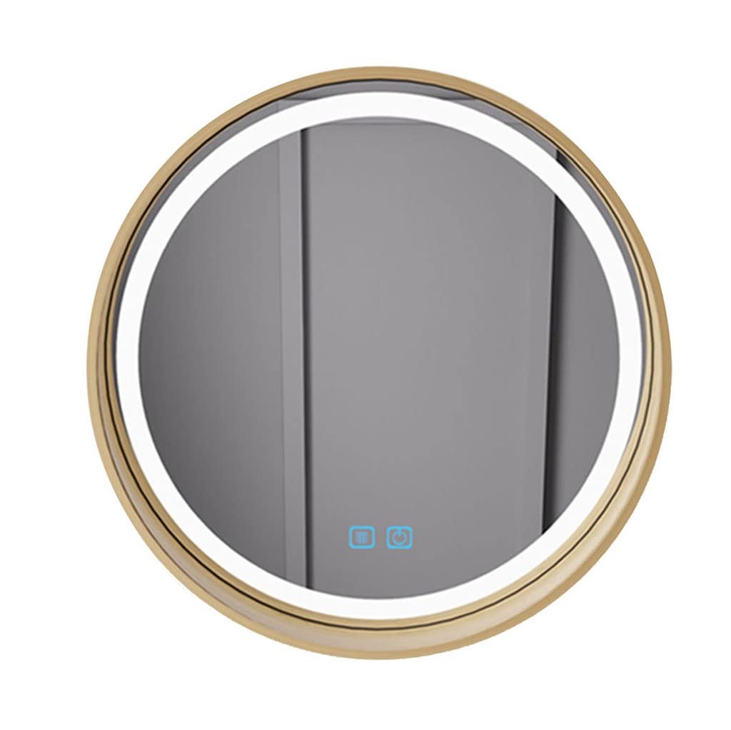 Specchio da Bagno Illuminato a LED con Specchio cosmetico per mensola, Montaggio a Parete Intelligente con Specchio portaoggettiLuci a LED, Legno massello (Color : Wood Color, Size : 60cm st