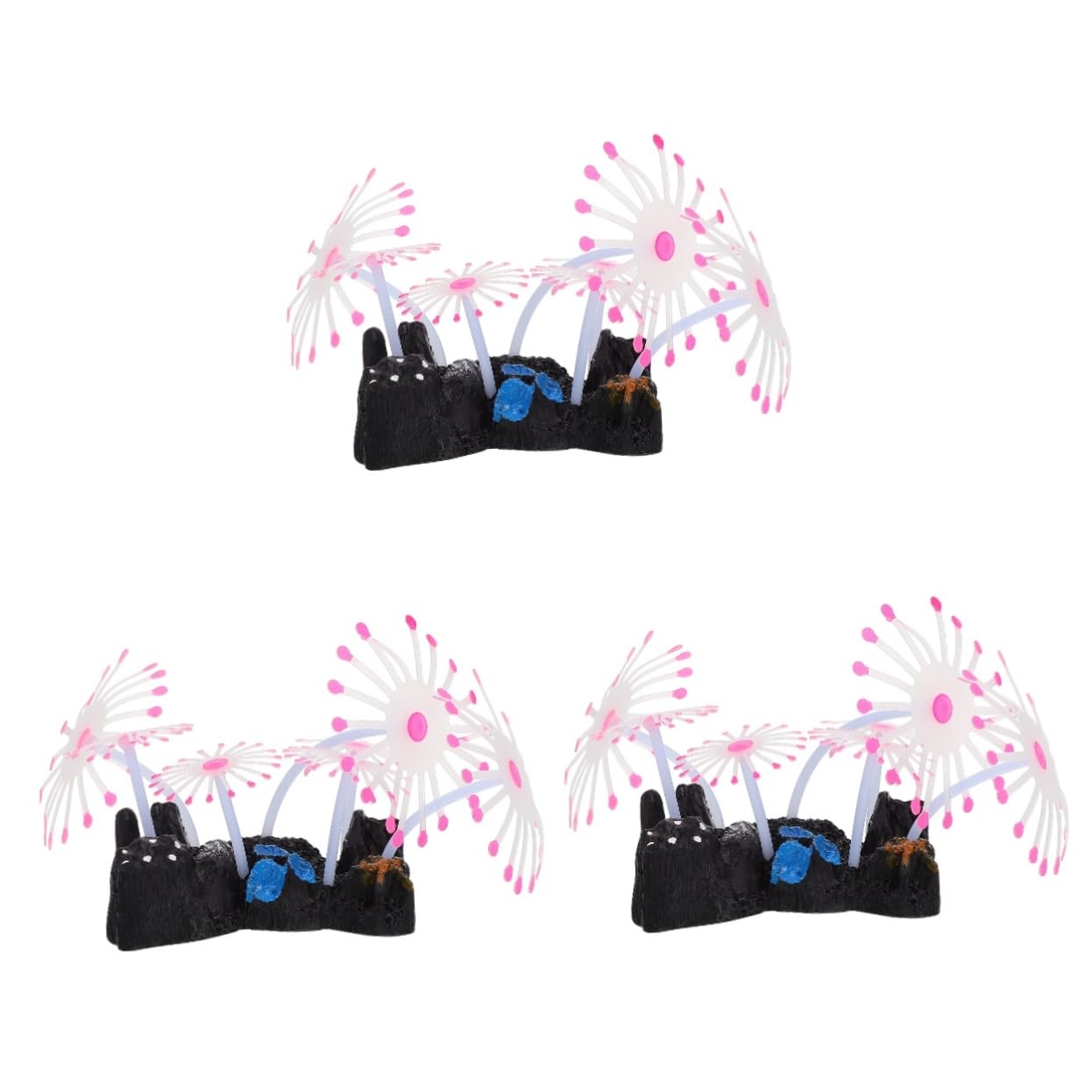 Glowing Sea Anemone 3pcs Artificial fluorescent anemone Fish Tank Artificial Sea Anemone Fish Tank Artificial Decor Aquarium Sea Anemone Ornament coral reef resin