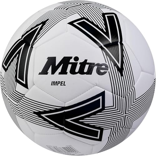 Mitre Impel L30P Fußball | Extrem trsapazierfähig | formbeständig Fußball, Weiß/Schwarz, 5