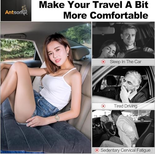 Image of Antson Premium Car Inflatable Bed with Pump & 2 Air Pillow | Quick Inflatable Back Seat Bed | Car Inflatable Mattres | Car Bed Mattress | Car Bed for Kids,Travel,Trip,Camping,Picnic, Beach (Black)