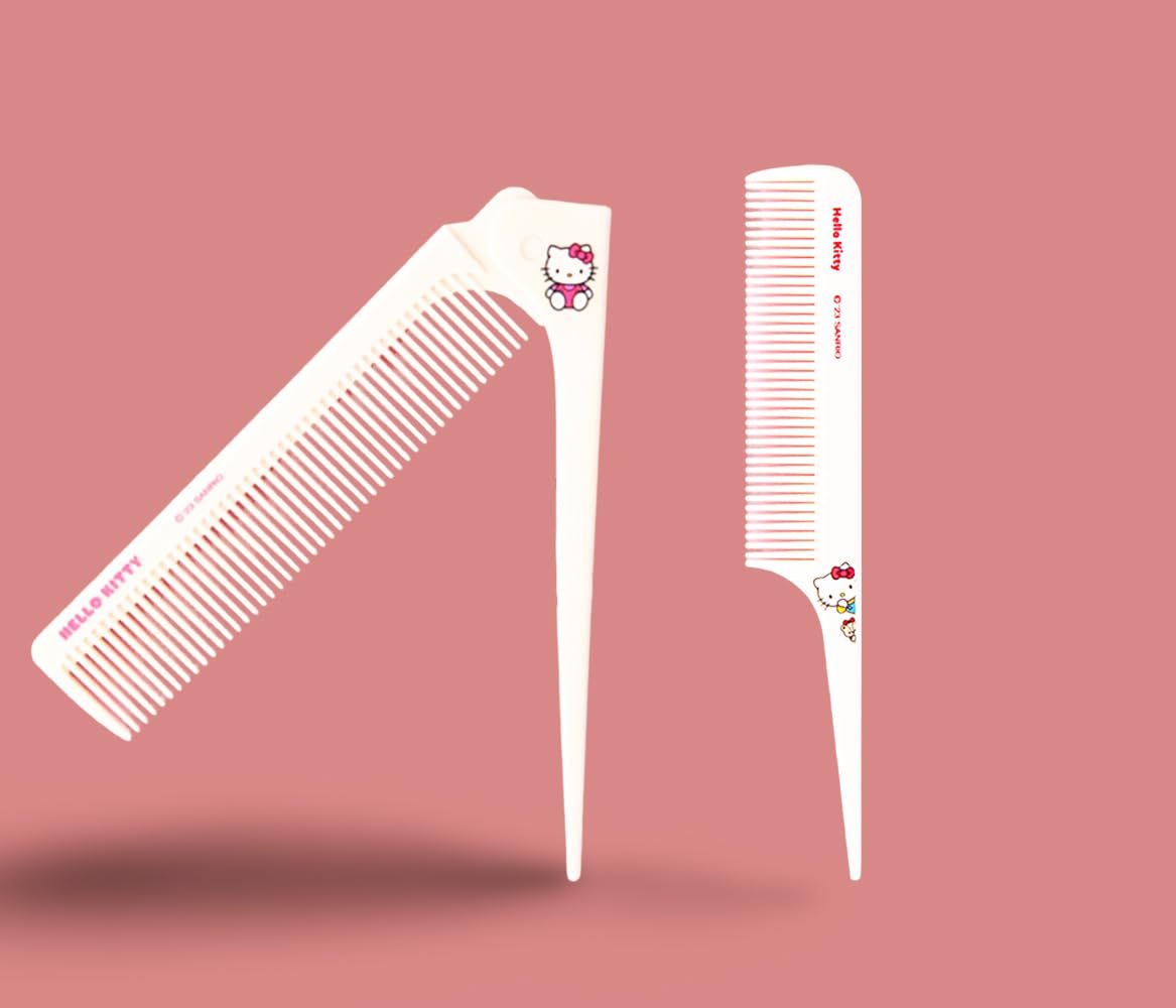 Rat Tail Comb Cute Hair Comb Set for Kids Girl Toddler Baby Hair Comb Brush Portable Pink Comb (White)