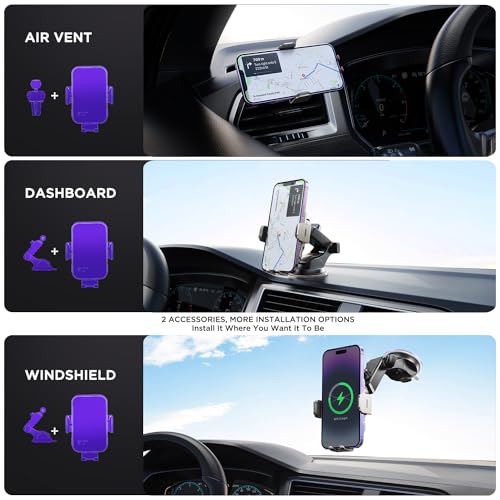 Cargador de coche inalámbrico de 15W y soporte de sujeción automática para iPhone y Samsung 6