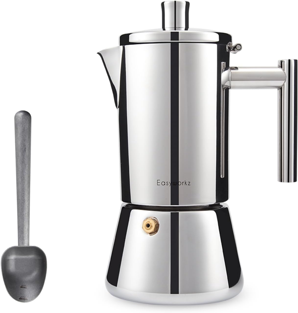 Easyworkz Diego Stovetop Espresso Maker 12Cup 17.5 oz Moka Pot, Bundled with Stainless Steel Long Hollow Handle 7g Measuring Spoon, Vintage