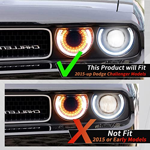 Tluuze - For Dodge Challenger Headlight Assembly 2015 2016 2017 2018 2019 2020 2021 Projector Led Headlight Headlamp Halogen Right Passenger Side Rh 68174064Af Ch2503267 Dot Certified #TOP7