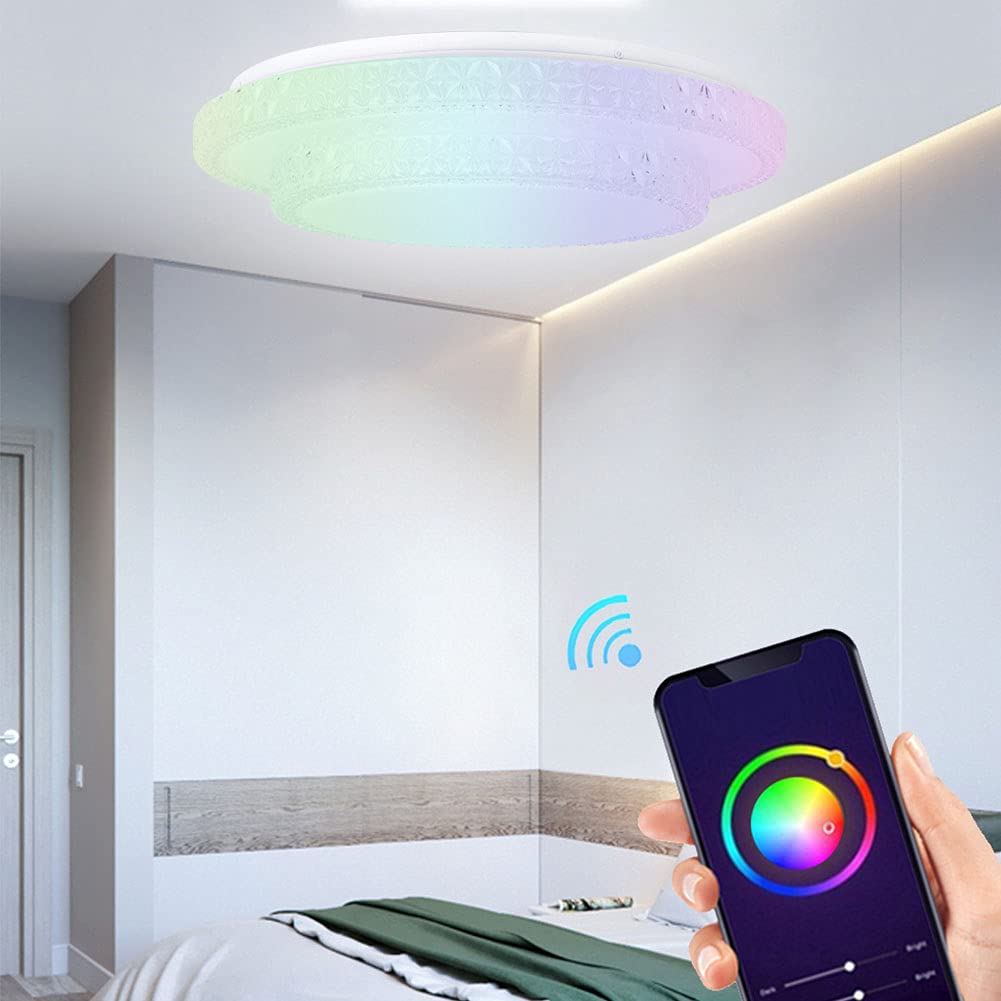 Qcwwy Sufitowa Smart 15 Cali 60W RGBWW, Kompatybilna z Alexa Home