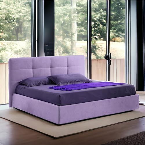 Archiletto Cama para cama de matrimonio con caja de almacenamiento y somier de láminas elegante cabecero tejido acolchado de piel sintética de microfibra, tejido blanco personalizable