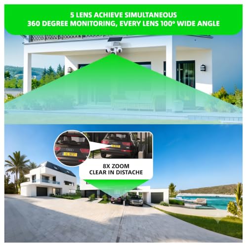 Image of Active Pixel 4G 4MP Solar Security Camera Outdoor | 4 Camera Setup with 8X Zoom PTZ Main Lens 360 Pan Tilt | Dual Screen View | SIM Supported No WiFi CCTV | Color Night Vision | AI Motion Detection