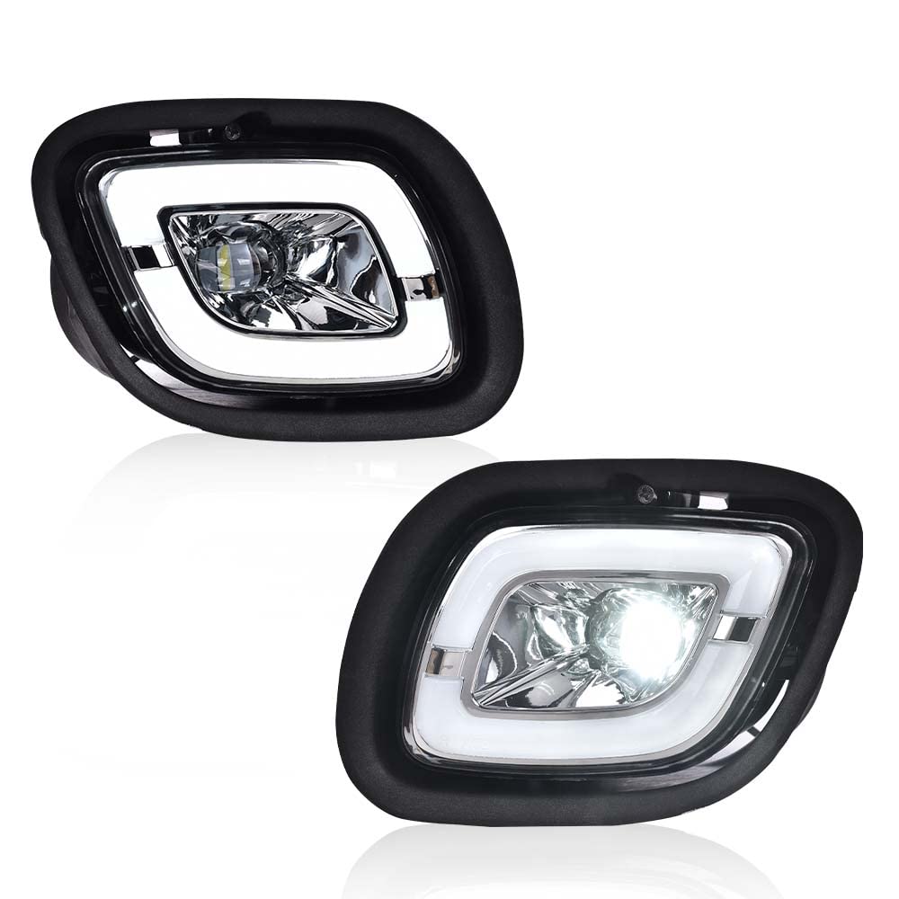PIT66LED Fog Lights Lamp White Pair Compatible with Freightliner Cascadia 2008-2017 LH+RH Side Clear lens Chrome Housing