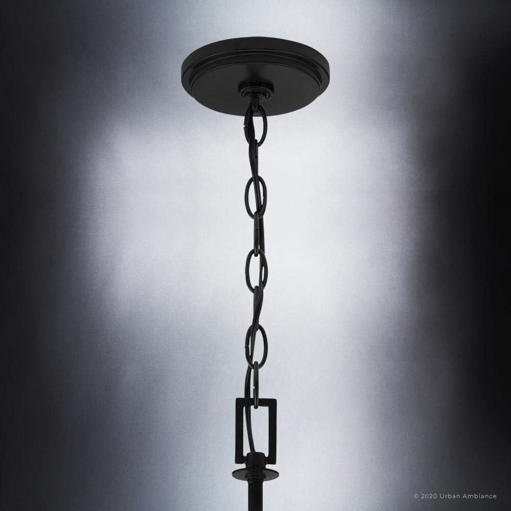 Urban Ambiance Luxury French Country Chandelier, Large Size: 21.125" H x 27.125" W, with English Country Style Elements, Midnight Black Finish, UHP3781, Missoula Collection