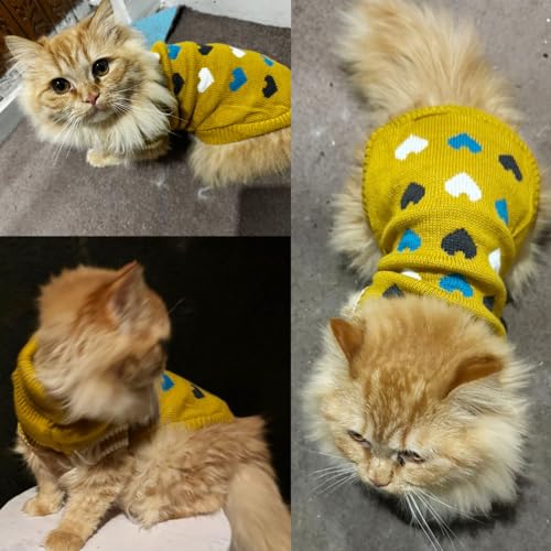 Image of Lulala Turtleneck Dog Sweater - Winter Coat Apparel Classic Cable Knit Clothes with Leash Hole for Cold Weather, Ideal Gift for Pet in New Year (Yellow, 8 Inch)