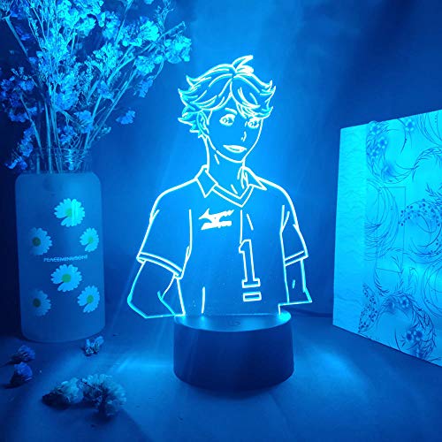 Luoxia Lampe à illusion 3D Veilleuse Anime Haikyuu Figurine Oikawa Tooru d'Aoba Johsai High School Veilleuse 3D Fans Art Home Decor Bureau Chambre (7 couleurs tactiles)