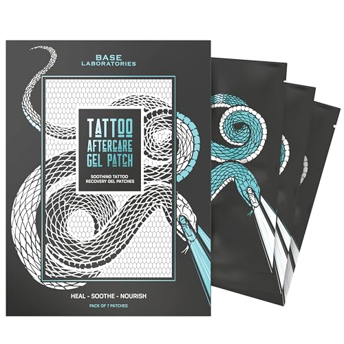 Base Labs Tattoo Aftercare Gel Patch | For Healing, Cooling, and Moisturizing | Latex-Free, Tattoo Recovery Patch for Fresh Tattoos | Fast Relief & Protection | Promotes Faster Healing | 7 Patches