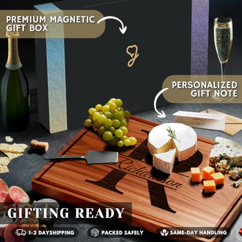 Tabla de cortar rectangular personalizada de bambú con mango integrado - Regalo grabado para bodas y aniversarios miniatura 5