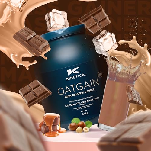 Kinetica Sports OatGain Weight Gainer - Chocolate Caramel Flavour | 620 Cal, 47g Protein & 78g Carbs/Serve, 15 Serving/2.4Kg | Optimum Grass Fed Protein Supplement | High Calorie & Easy Mixability - Image 3