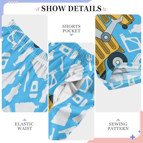 Garbage Truck Boys Pants Boys Athletic Pants Long Pant for Boy with Pockets Wide-Leg Size 6-14Y4