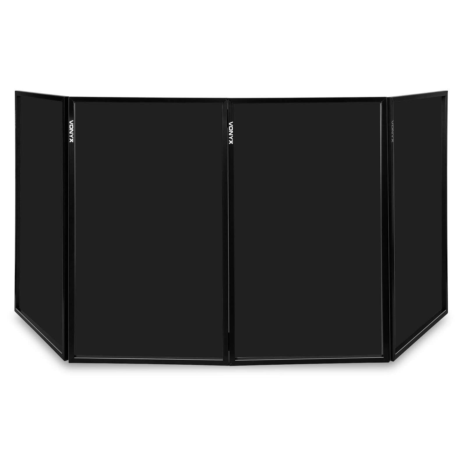 Vonyx DB10 Mobiler DJ-Tisch mit DB2B Faltbarem Screen und Taschen – Stabiles Aluminium, Lycra-Bespannung, klappbar, für mobile DJs und Events – Schwarz