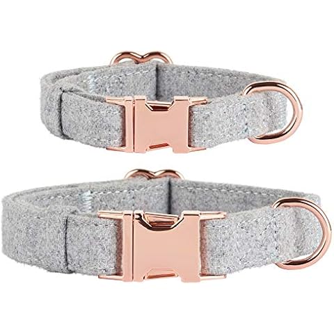 Thoroughbeds Grey Tweed Dog Collar with Rose Gold Buckle - Extra Small Cover