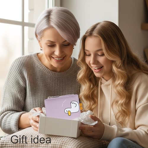 Image of CONISY Cute Small Womens Wallet with Coin Purse,Suitable Girls Teen Ladies (Duck Purple)