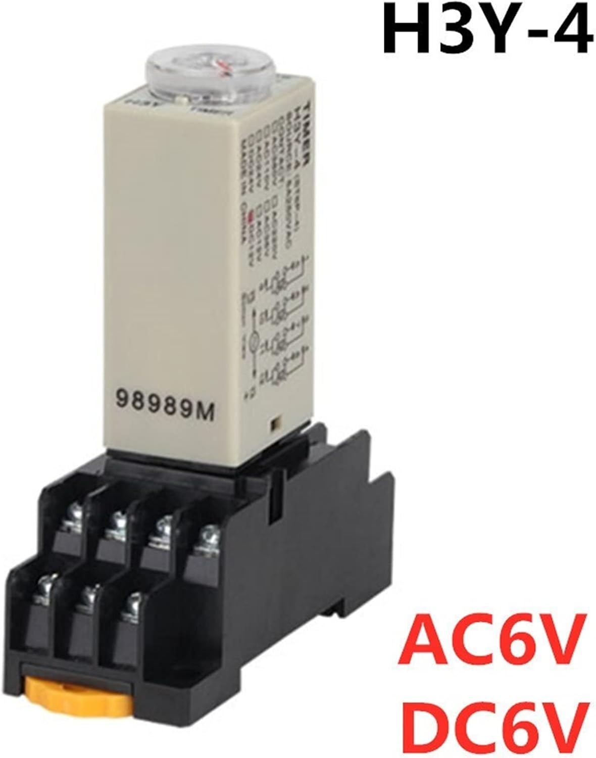1pcs H3Y-4 Power-on Delay Rotary Knob 1S/5S/10S/30S/60S/3M/5M/10M/30M Timer Time Relay AC/DC 6V 14 Pin with Base PYF14A(Ac 6v,0-60 Seconds)