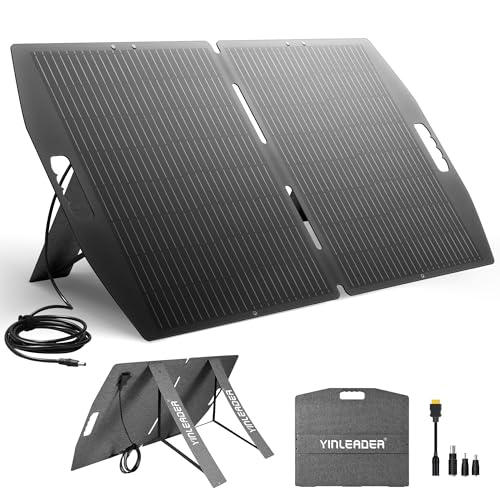 Yinleader 100W Faltbares Solarpanel Monokristallin 22 5% Effizienz IP65 Wasserdicht Tragbares Solarmodul mit 4 Anschlüssen (DC7909/XT60) für Camping Wohnmobil Powerstation