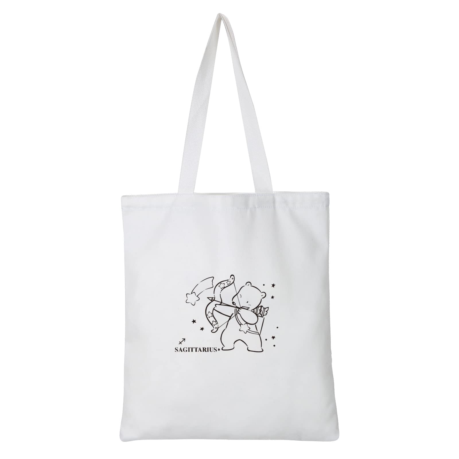 ENDUO DESIGN Zodiac Signs Canvas Tote Bag 2 Pockets Beach Bag with Handles Graphic Reusable for Women Teacher Mother as Gifts