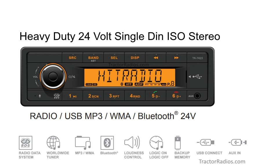 Amazon.com: Heavy Duty 24V 1DIN ISO Stereo Radio Tractor Excavator