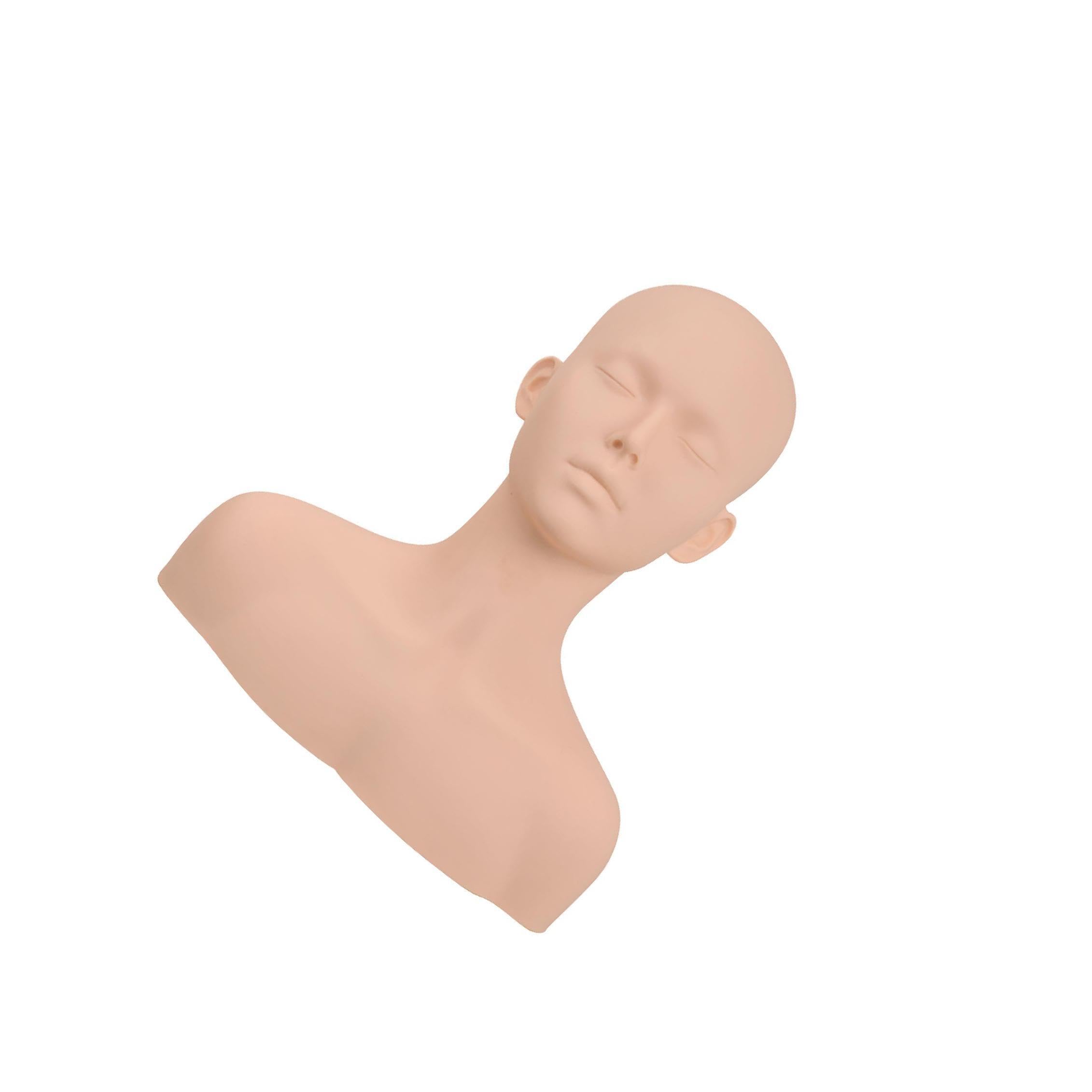 PUXZYAX Training Mannequin Head Suited For Makeup And Spa Skills Enhancement Providing Realistic Practice Experience. Shoulder Allows To Better Simulate