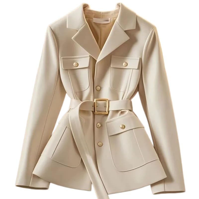 Blazer Donna,Blazer da Donna Elegante con Cintura, Capospalla Versatile, Giacca da Completo con Bottoni e Revers alla Moda