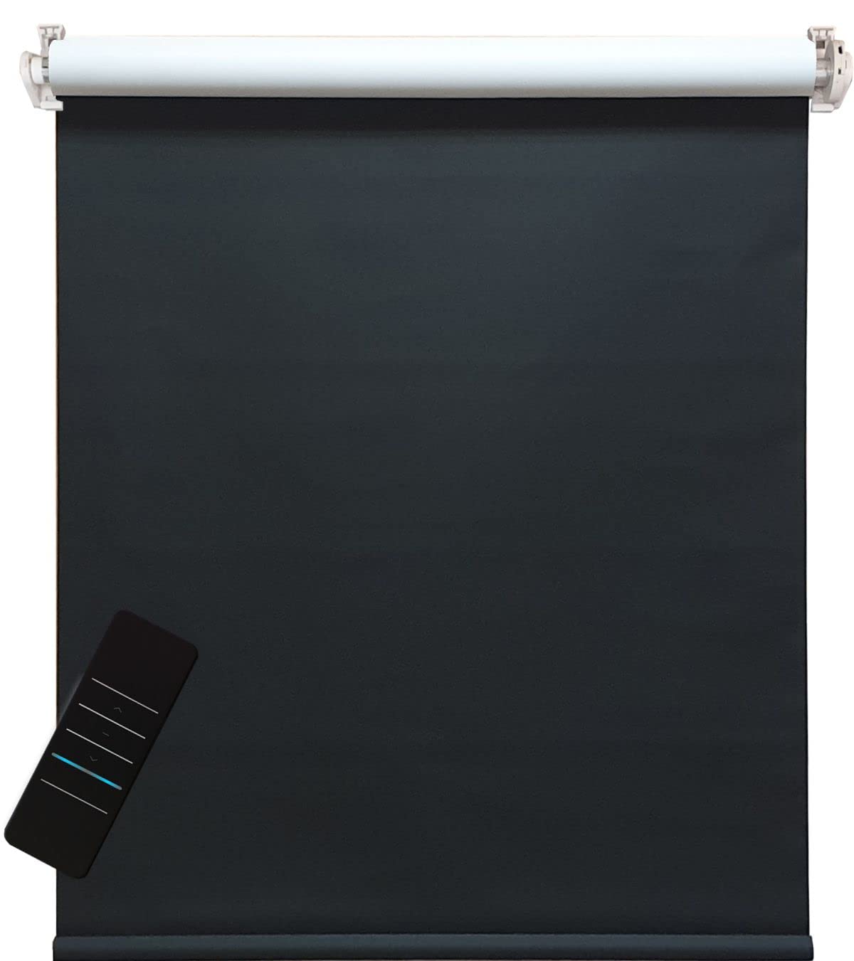 Elektrisches Rollo, schwarz/weiß, 100% Blickdicht, inkl. Akku-Motor & Sender, 125x160 cm (1 ST)
