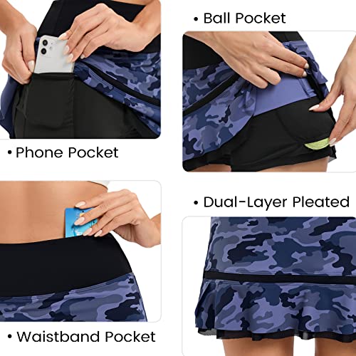 KOJOOIN Women Athletic Tennis Skirt Pleated Ruffle Hem High Waisted Golf Skirts with Pockets Shorts Running Workout4