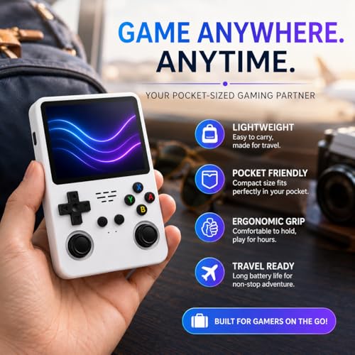 Image of Casaquin R36S Retro Handheld Gaming Device, 64GB Storage with 15000+ Built-in Games, 3.5 Inch IPS Screen, Portable Linux Gaming System, Rechargeable Battery