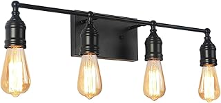 PUUPA 4 Lights Bathroom Vanity Light Fixture Industrial Metal Water Pipe Wall Sconces for Bathroom Kitchen Stairs Hallway ...