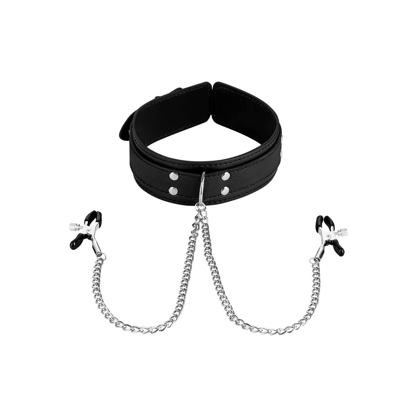 Collier Chaîne Avec Pinces à Mamelons Réglables - Accessoire BDSM/fétichiste