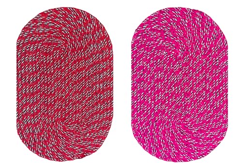 Image of Cotton Doormat|Handmade Cotton Doormat | Quick Dry, Washable Door Mat for Home, Bathroom & Bedroom(33X53 CM)(Red-Pink)