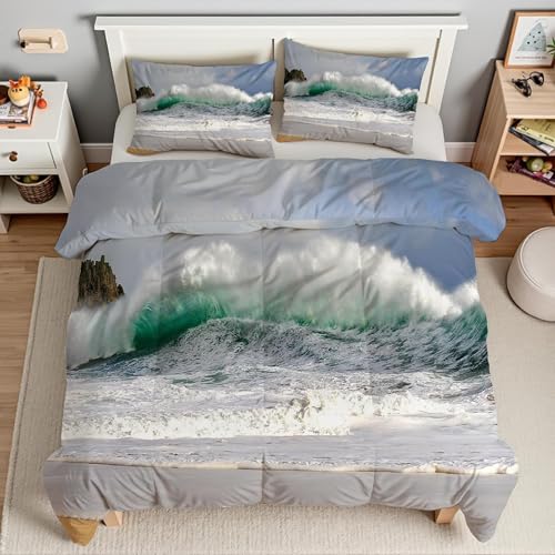 Parure de lit 240 x 260 flots en microfibre douce et finitions premium - 4