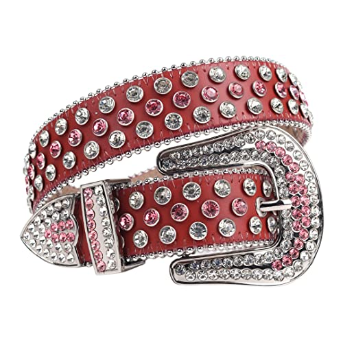 Wvapzxx Western Rhinestones Belt Genuine Leather Cowboy Cowgirl Crystal Studded Belt Women Men For Jeans - Main Image