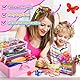 Bastelset Kinder ab 3-9 Jahre, 4000+ Stück mit Einhornstickern - DIY Kreativset für Mädchen 3-12 Jahre - Geschenk für Geburtstag, Halloween & Weihnachten - Inkl. Pfeifenreiniger, Pompons & Pailletten