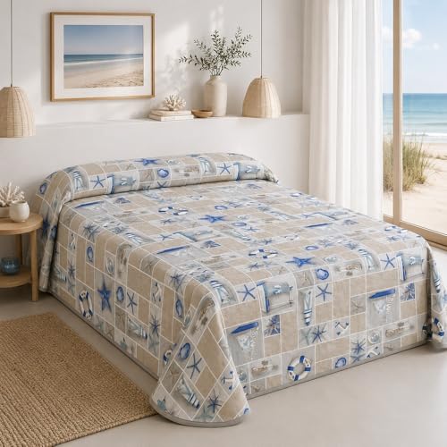 SABANALIA - Colcha Estampada Tarifa (Disponible en Varios tamaños) - Cama 80-170 x 280