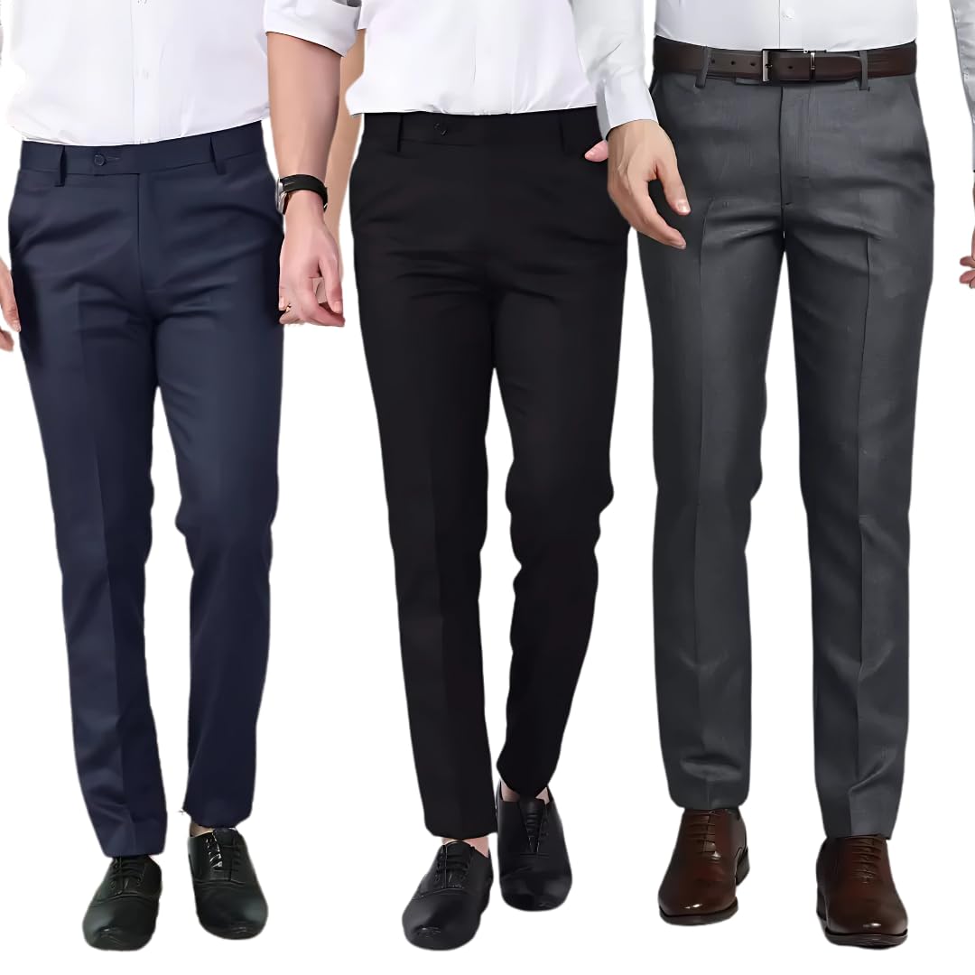 zeegold Zee Gold Relaxed Fit Men’s Formal Trousers – Wrinkle-Free Polyester Blend Work Pants with Breathable Fabric, Stretch Waist & Pockets – Ideal for Office, Business & Formal Wear.-picture-54