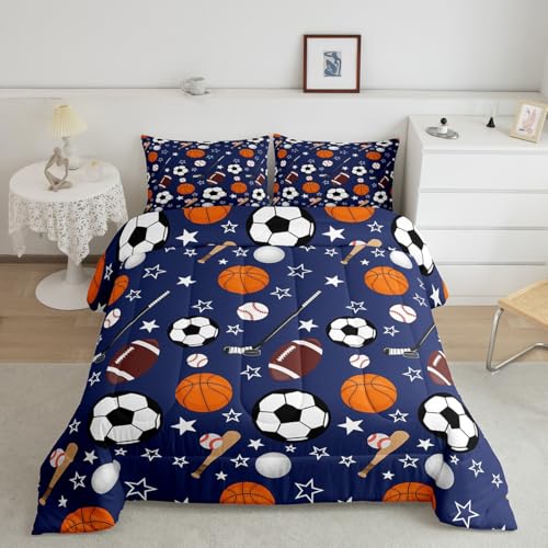 Image of Feelyou Sports Theme Bedding Set Queen Size for Kids Teens