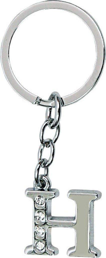 Alphabet Letter Metal Keychains for Car Bike Men Women Keyrings, Silver