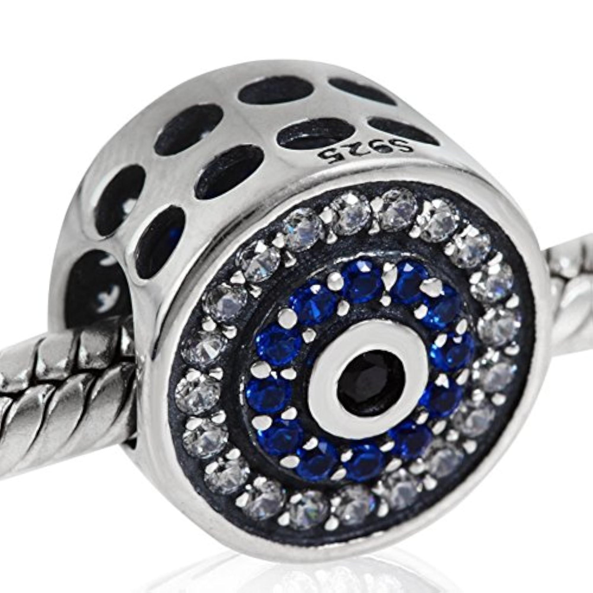 Blue Watchful Eye Charm Bead 925 Sterling Silver Beads